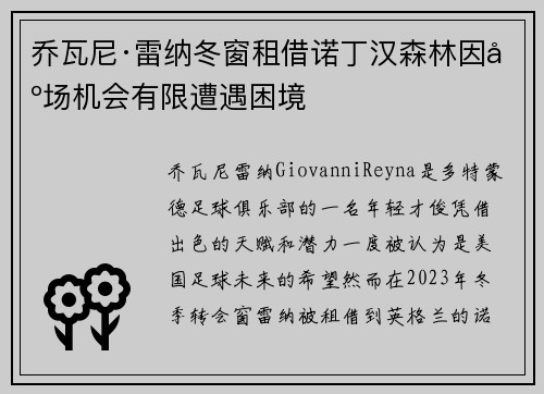 乔瓦尼·雷纳冬窗租借诺丁汉森林因出场机会有限遭遇困境